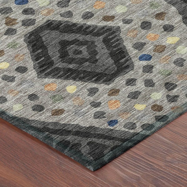 Chantille Machine Washable Indoor/Outdoor Abstract ACN2457 Charcoal 5 ft. x 7 ft. 6 in. Area Rug