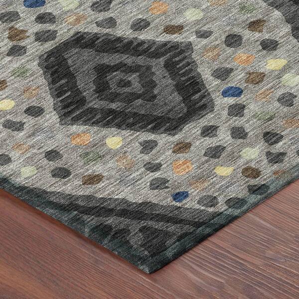 Chantille Machine Washable Indoor/Outdoor Abstract ACN2457 Charcoal 8 ft. x 10 ft. Area Rug