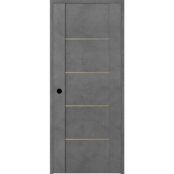 Belldinni Vona 01 4H Gold 18 in. x 80 in. Right-Handed Solid Core Dark Urban Textured Wood Single Prehung Interior Door
