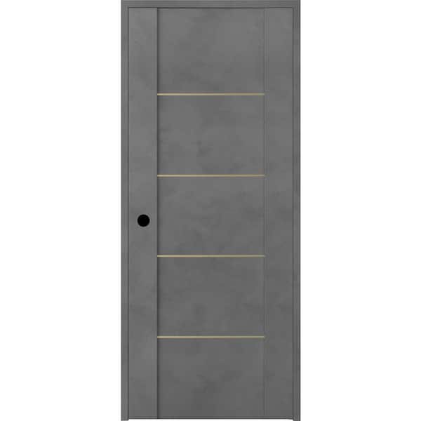 Belldinni Vona 01 4H Gold 28 in. x 80 in. Right-Handed Solid Core Dark Urban Textured Wood Single Prehung Interior Door