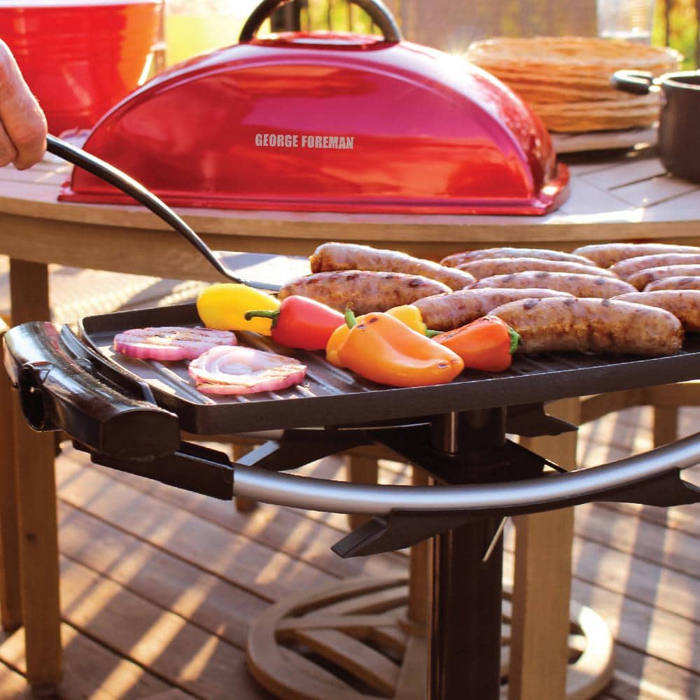 Red Electric Indoor Outdoor Grill with Non-Stick Surface
