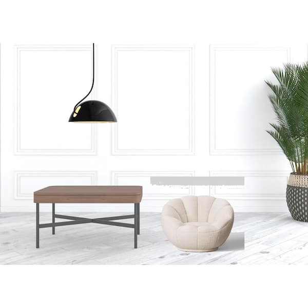 HomeRoots Charlie White Fabric Barrel Chair with Swivel