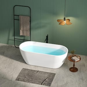 67 in.x 30 in.Acrylic Alcove Freestanding Bathtub Flatbottom Soaking Tub in White with Center Drain