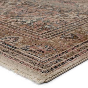 Ginia Blush/Beige 9 ft. 6 in. x 12 ft. 7 in. Medallion Area Rug