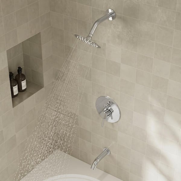 2-Spray 1.8 GPM 6 in. Wall Mount Dual Fixed and Handheld Shower Head in Chrome