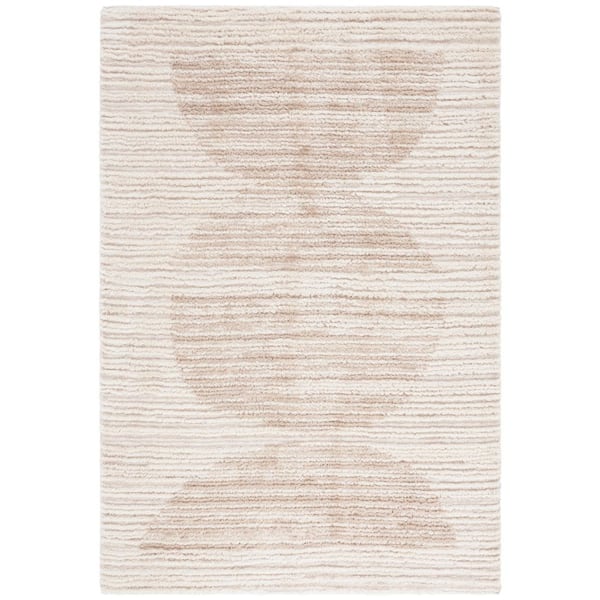 SAFAVIEH Seattle Shag 8 ft. x 10 ft. Ivory/Beige Striped Distressed Area Rug