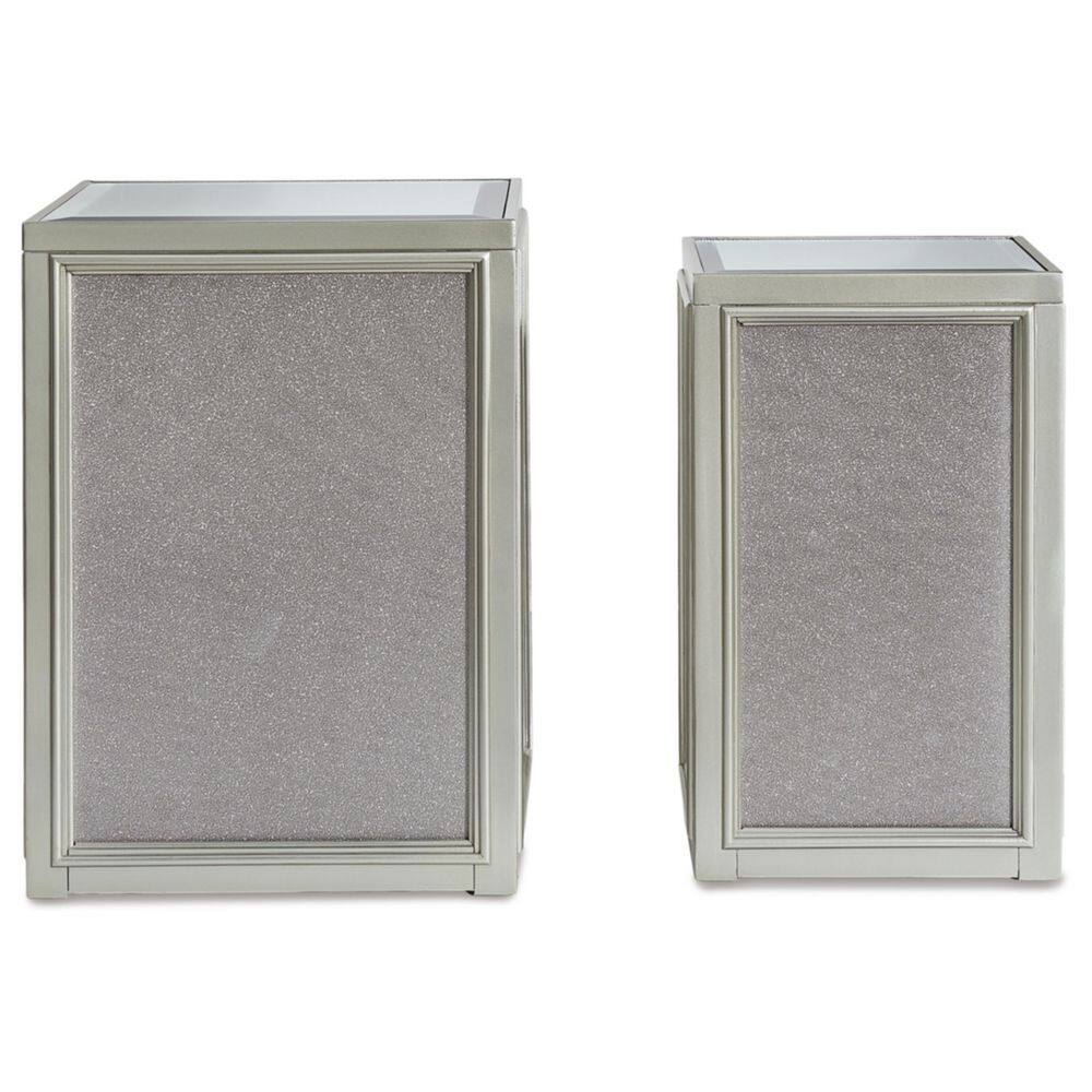 Hollywood Glamour Silver Square Mirrored Nesting End Tables