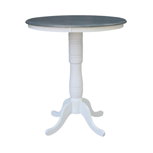 International Concepts 36 in. Round Top White/Heather Gray Solid Wood Bar Height Dining Table
