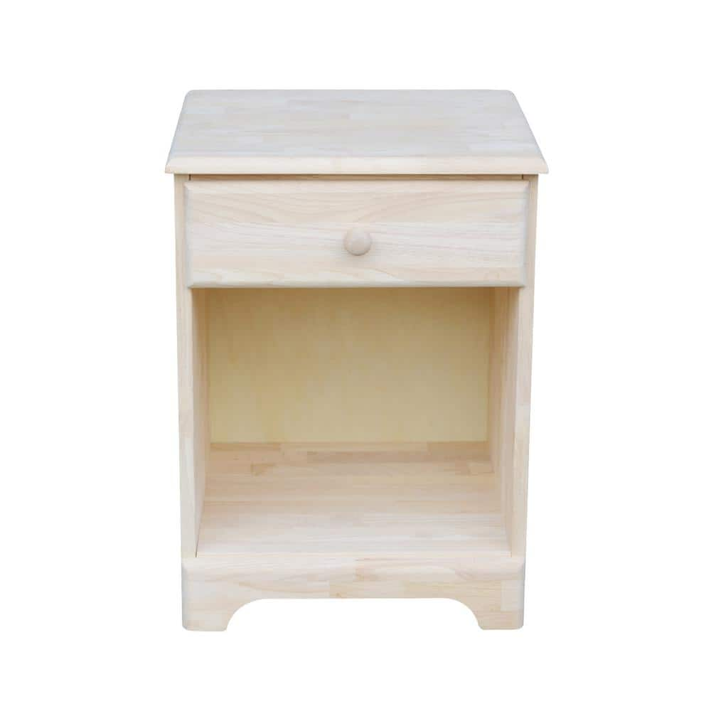 International Concepts 1Drawer Unfinished Wood Nightstand BD5001