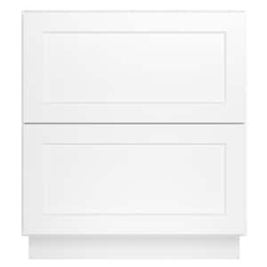 30 in. W x 24 in. D x 34.5 in. H in Shaker White Plywood Ready to Assemble Floor Base Kitchen Cabinet with 2 Drawers