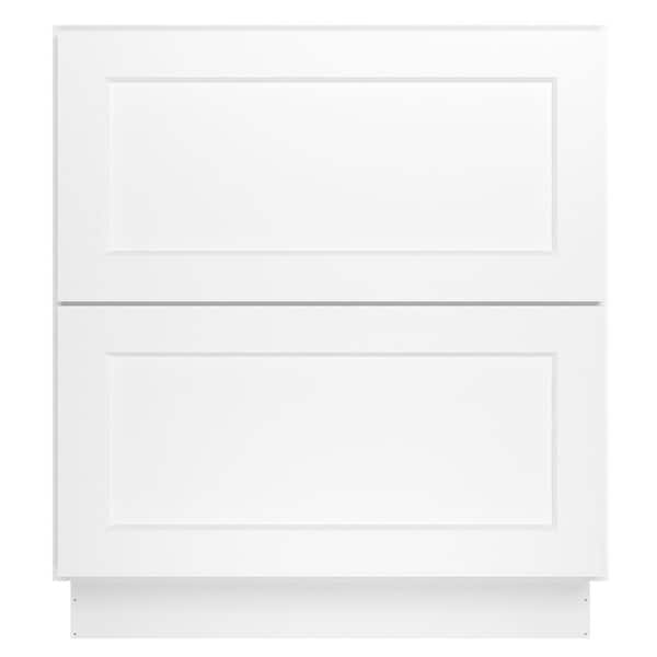 HOMEIBRO 30 in. W x 24 in. D x 34.5 in. H in Shaker White Plywood Ready to Assemble Floor Base Kitchen Cabinet with 2 Drawers