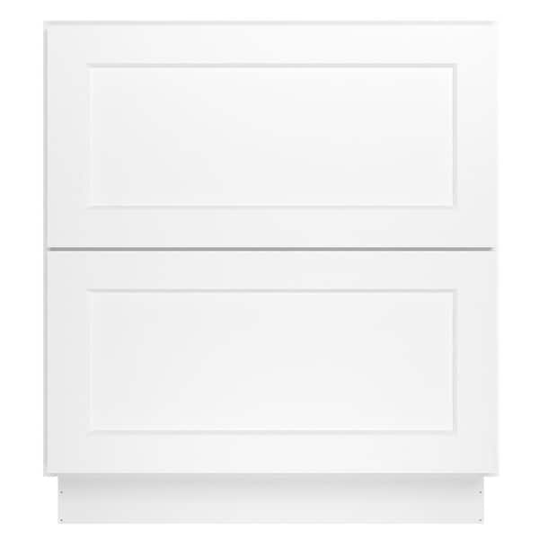 30 in. W x 24 in. D x 34.5 in. H in Shaker White Plywood Ready to Assemble Floor Base Kitchen Cabinet with 2 Drawers