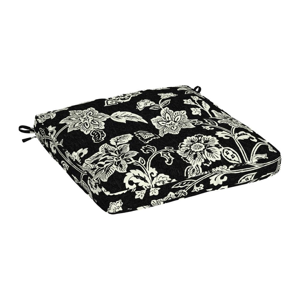 ARDEN SELECTIONS Plush PolyFill 20 x 20 in. Ashland Black Jacobean Square Outdoor Seat Cushion