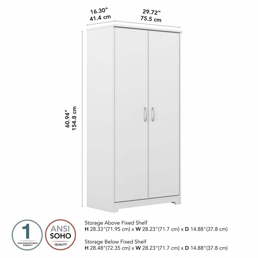 White Tall Engineered Wood Kitchen Pantry Cabinet with Doors
