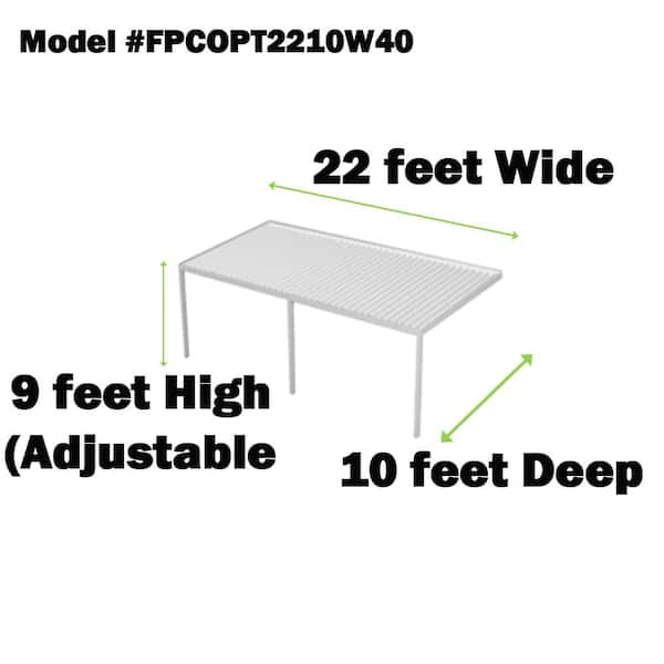 Optima High Performance 22 ft. x 10 ft. 40 lbs. White Snow Load Patio Cover with 3-Posts and High-Grade Aluminum Chassis
