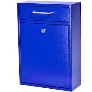 Olympus Locking Wall-Mount Drop Box With High Security Reinforced Patented Locking System, Bright Blue