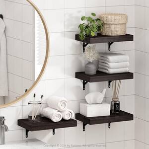 Tanna 1.65 in. Tall Tobacco Oak Wood Wall Mounted Bookcase (Set of 4)
