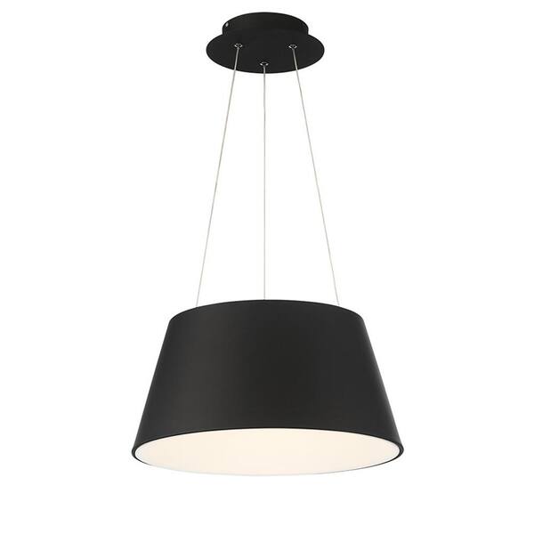 Vida 24 in. 360-Watt Equivalent Integrated LED Black Pendant with PC Shade