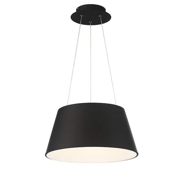 Vida 24 in. 360-Watt Equivalent Integrated LED Black Pendant with PC Shade