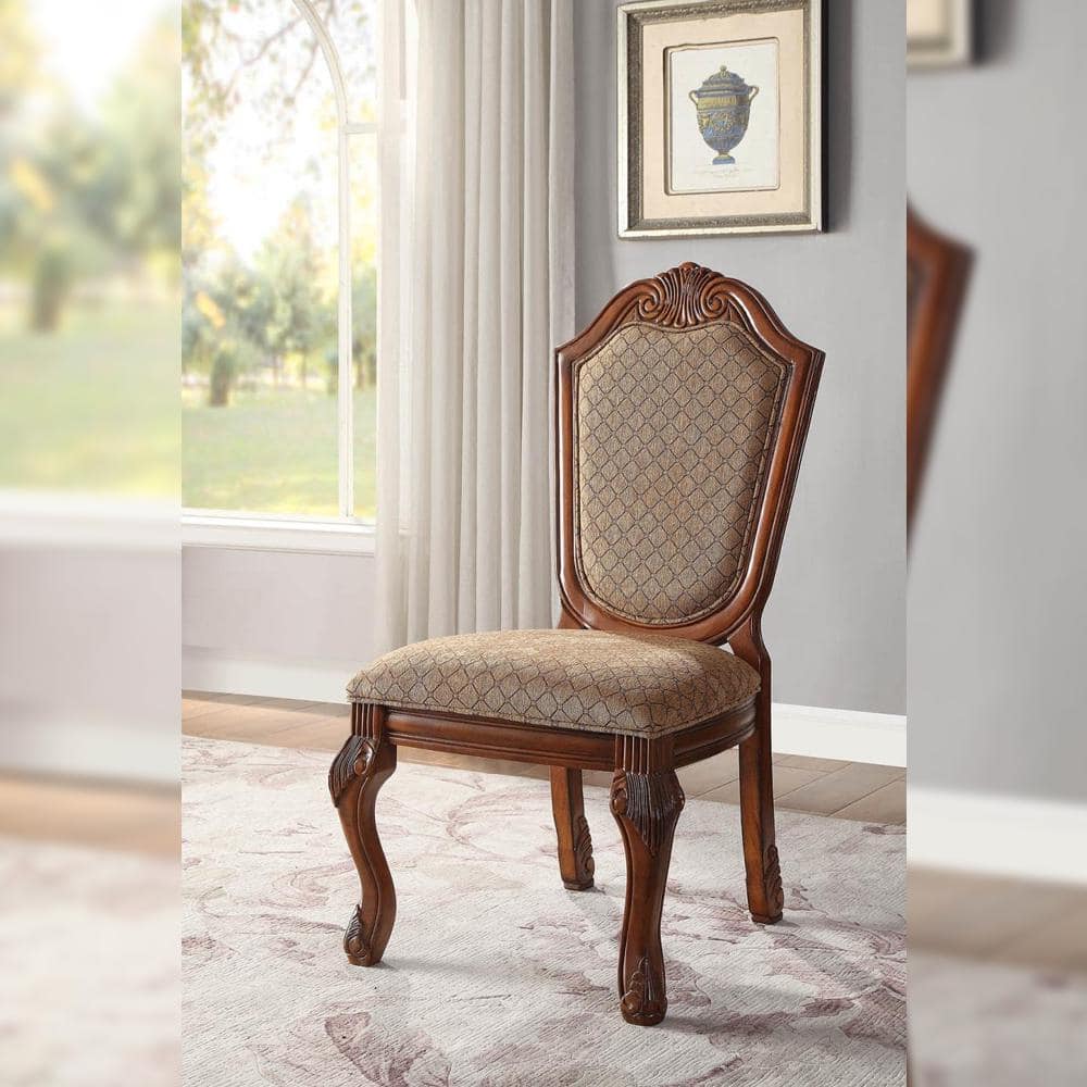 Chateau De Ville High Back Brown Upholstered Side Chair Set