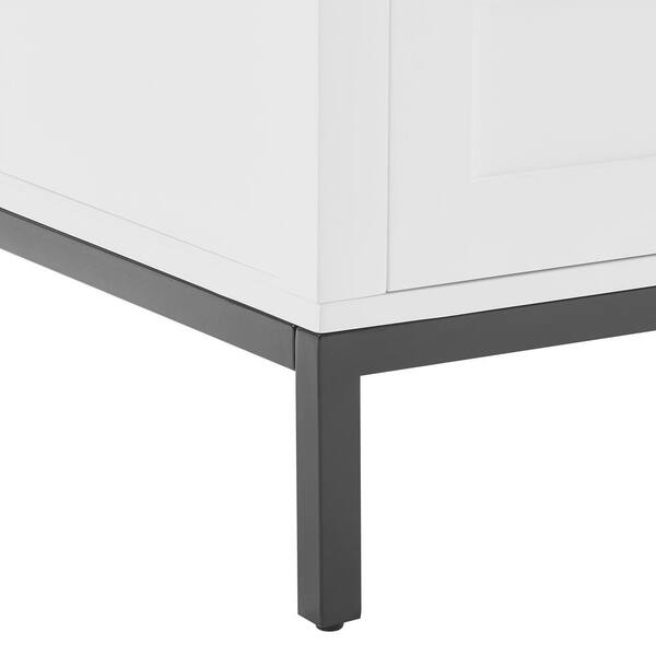 FUNKOL 36 in. x 18.3 in. x 32.9 in. White MDF Rectangle Bathroom Vanity Cabinet Ready to Assembly, Solid Wood Plus