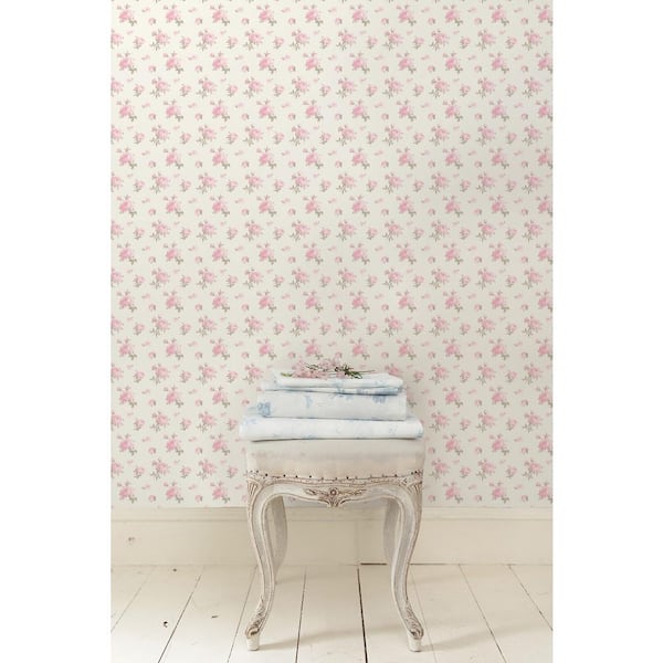 Ikat Rose Tinted Petals Small Print Wallpaper