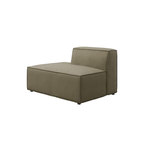 Nyhus Dockson 51 in. Armless Fabric Rectangle Open End Left Sofa in. Olive Green Corduroy