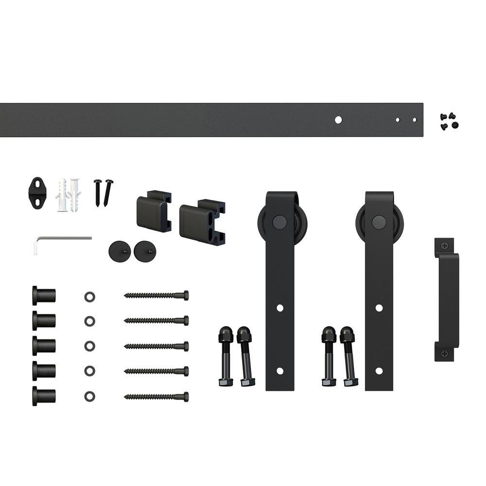 36-in x 84-in Black Stained MDF Barn Door with Hardware