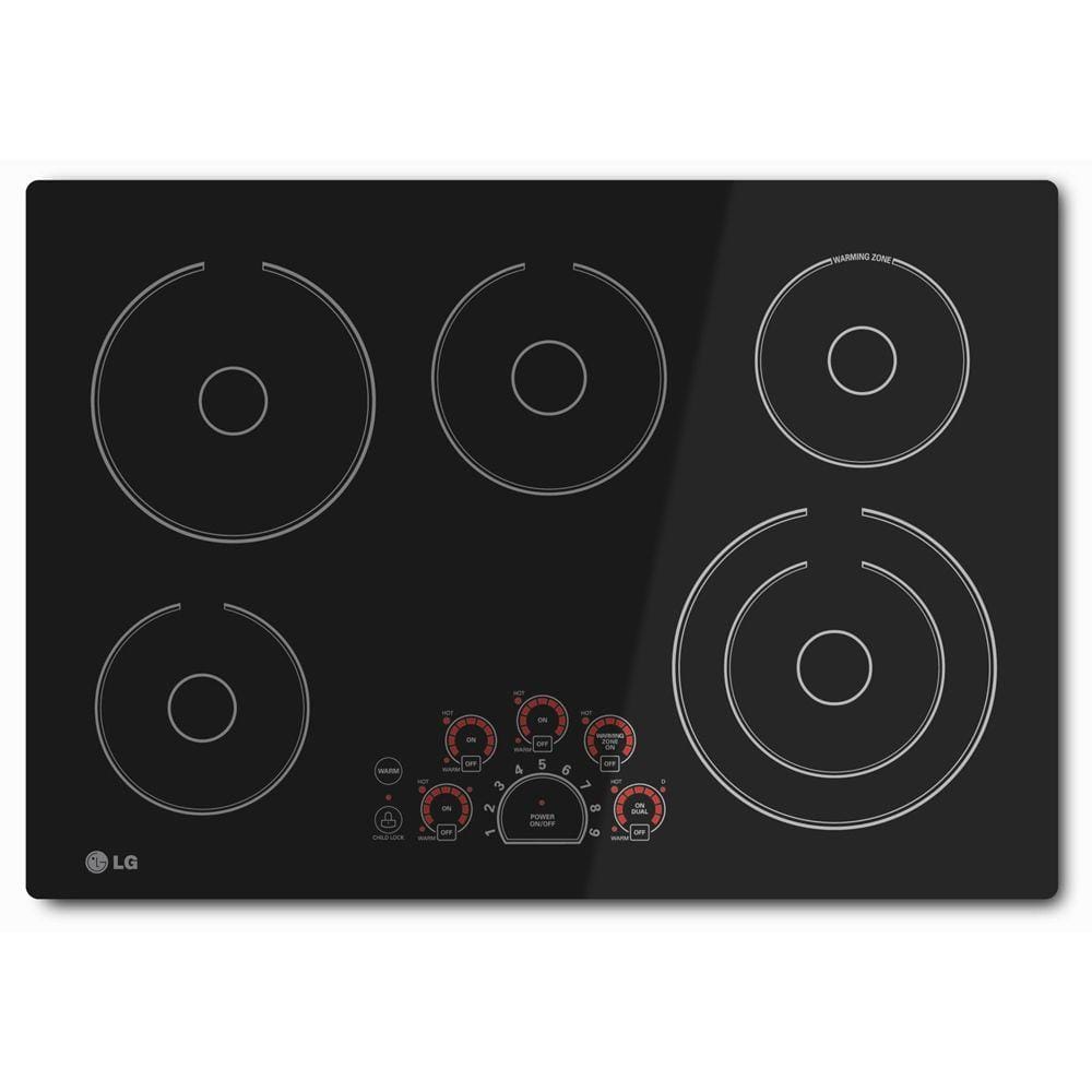 LG Electronics 30 in. Radiant Smooth Surface Electric Cooktop in Black with 5 Elements and SmoothTouch Controls, Smooth Black