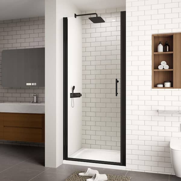 imperiol Modern 28 to 29-3/8 in. W x 72 in. H Pivot Frameless Shower Door in Matte Black Finish with 1/4 in. (6mm) Clear Glass