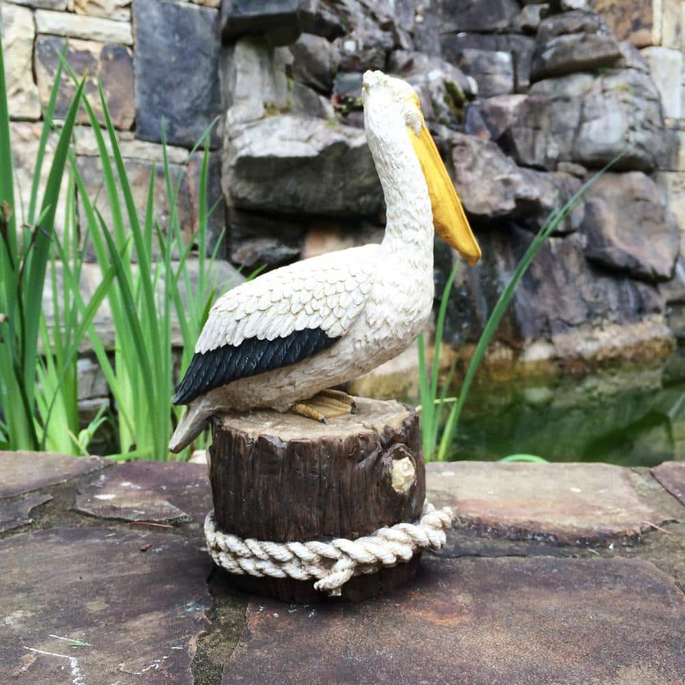 11.5" Summer Pelican on Ocean Pier with Nautical Rope Statue