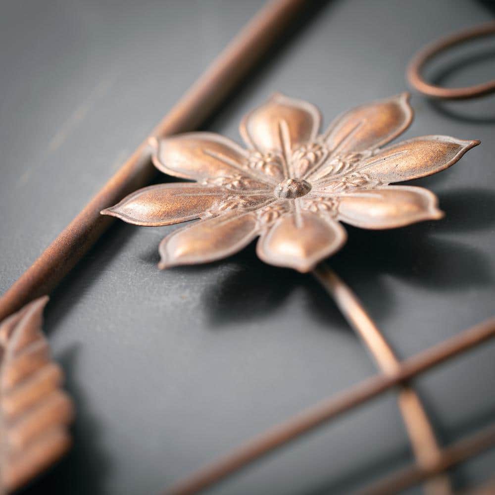 Bronze Graceful Flower Metal Trellis, 42" Tall