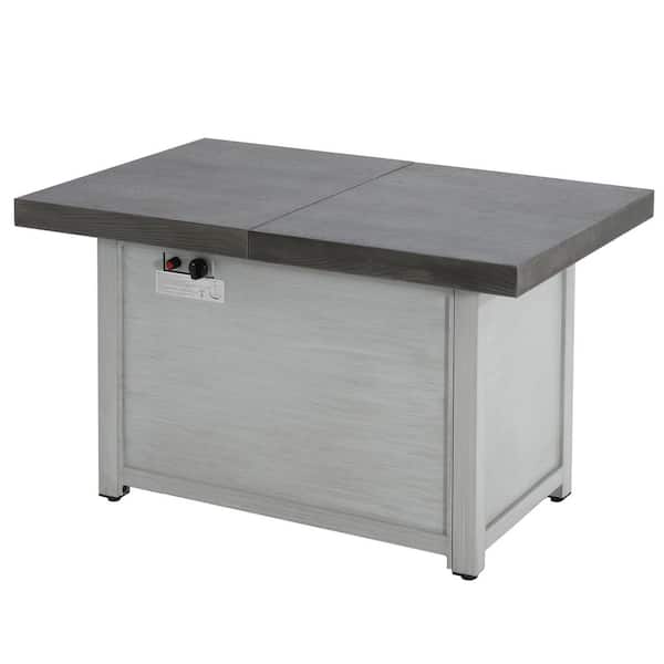 Dark Gray 50,000 BTU Extendable Rectangle Aluminum Alloy Outdoor Fire Pit Table