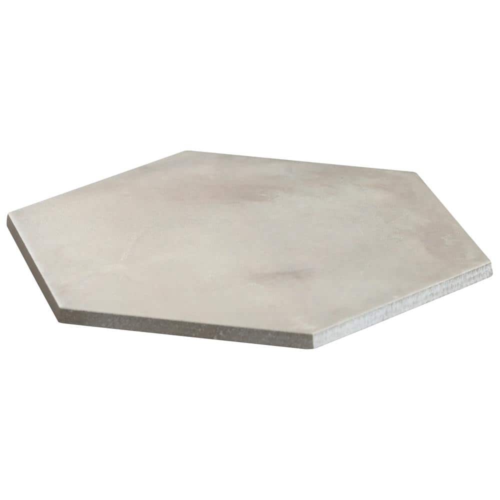 Matte Gray Hexagonal Porcelain Floor and Wall Tile, 8.5 x 9.84 in