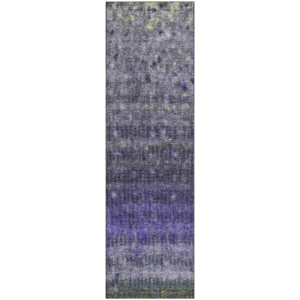 Mayfield Premium Machine Washable Abstract AMF2316 Purple 2 ft. x 7 ft. Runner Rug