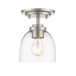 Ashton 6 in. 1-Light Brushed Nickel Flush Mount with Clear Shade