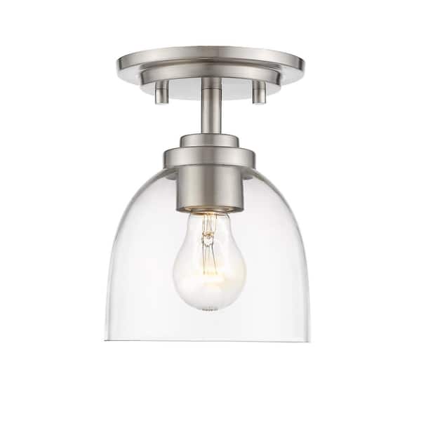 Unbranded Ashton 6 in. 1-Light Brushed Nickel Flush Mount with Clear Shade