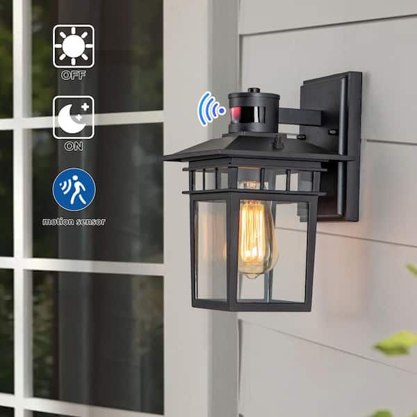 C Cattleya 1-Light Matte Black Motion Sensing Dusk to Dawn Not-Solar ...