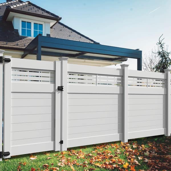 Horizontal Boardwalk 6 ft. H x 6 ft. W White Semi-Privacy Vinyl Fence Panel (Unassembled)