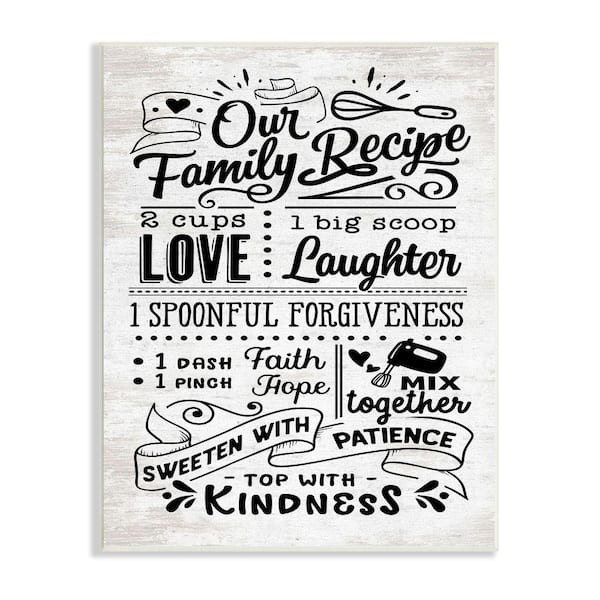 Stupell Industries "Our Family Recipe Kitchen Life Ingredients" by Lettered and Lined Unframed Print Typography Wall Art 10 in. x 15 in.
