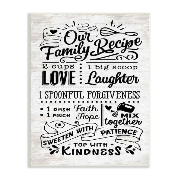 Stupell Industries "Our Family Recipe Kitchen Life Ingredients" by Lettered and Lined Unframed Print Typography Wall Art 13 in. x 19 in.
