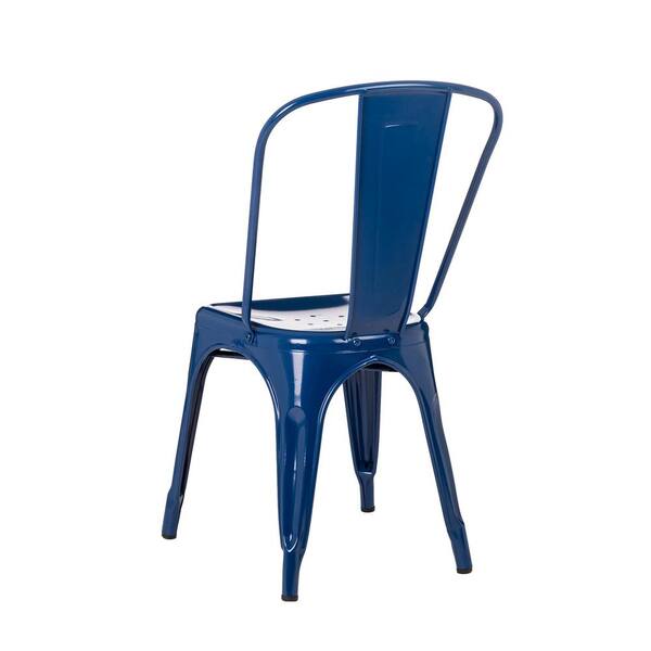 blue metal chair