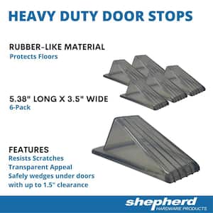 Heavy-Duty Clear Gray Rubber-Like Door Stop (6-Pack)