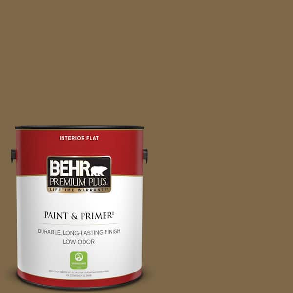 BEHR PREMIUM PLUS 1 gal. #320F-7 Fig Flat Low Odor Interior Paint & Primer
