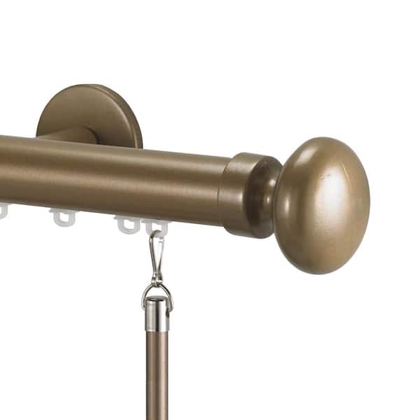 Tekno Pro 96" Non-Adjustable 1.13 in. Diameter Decorative Traverse Curtain Rod with Oval Finial in Champagne