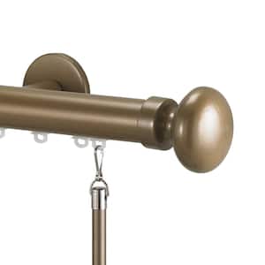 Tekno 25 120 in. Non-Adjustable 1-1/8 in. Single Traverse Window Curtain Rod Set in Champagne with Oval Finial