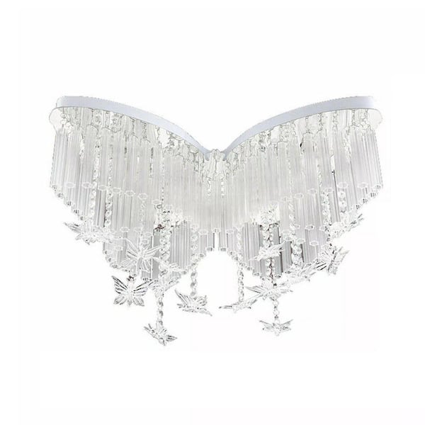 OUKANING 31.49 in. Clear Modern Creative Butterfly-Shaped Flush