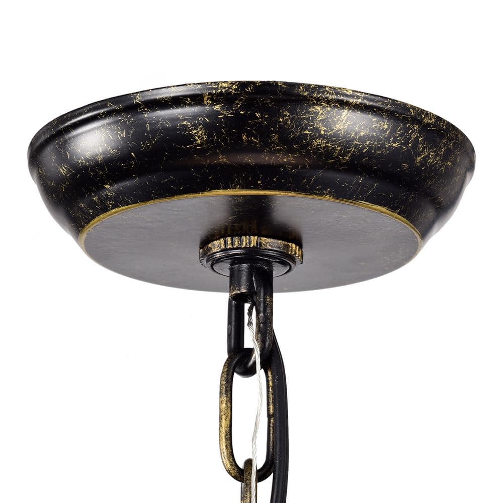 Antique Bronze 6-Light Crystal Teardrop Chandelier