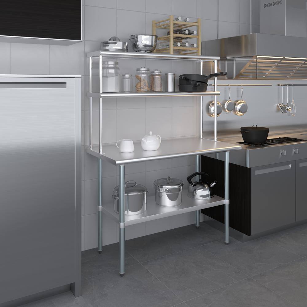 48" Stainless Steel Double-Tier Kitchen Overshelf