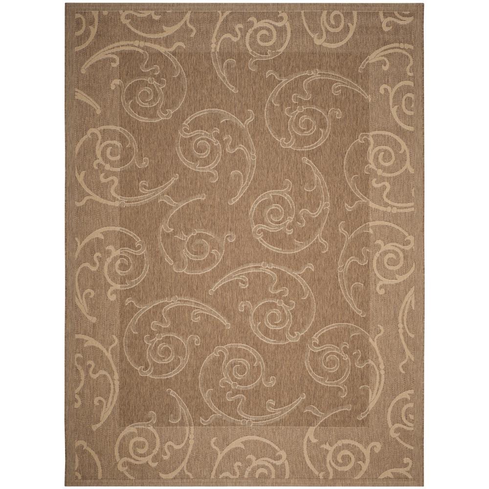 SAFAVIEH Courtyard Brown/Natural 9 ft. x 12 ft. Border Indoor/Outdoor Patio  Area Rug